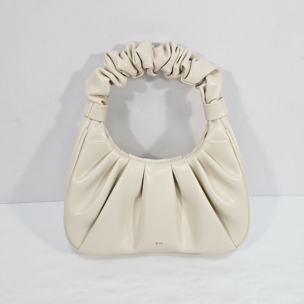 JW PEI Gabbi Ruched Hobo Handbag Small Cream Purse 90’s Y2K Style Mini Micro Bag